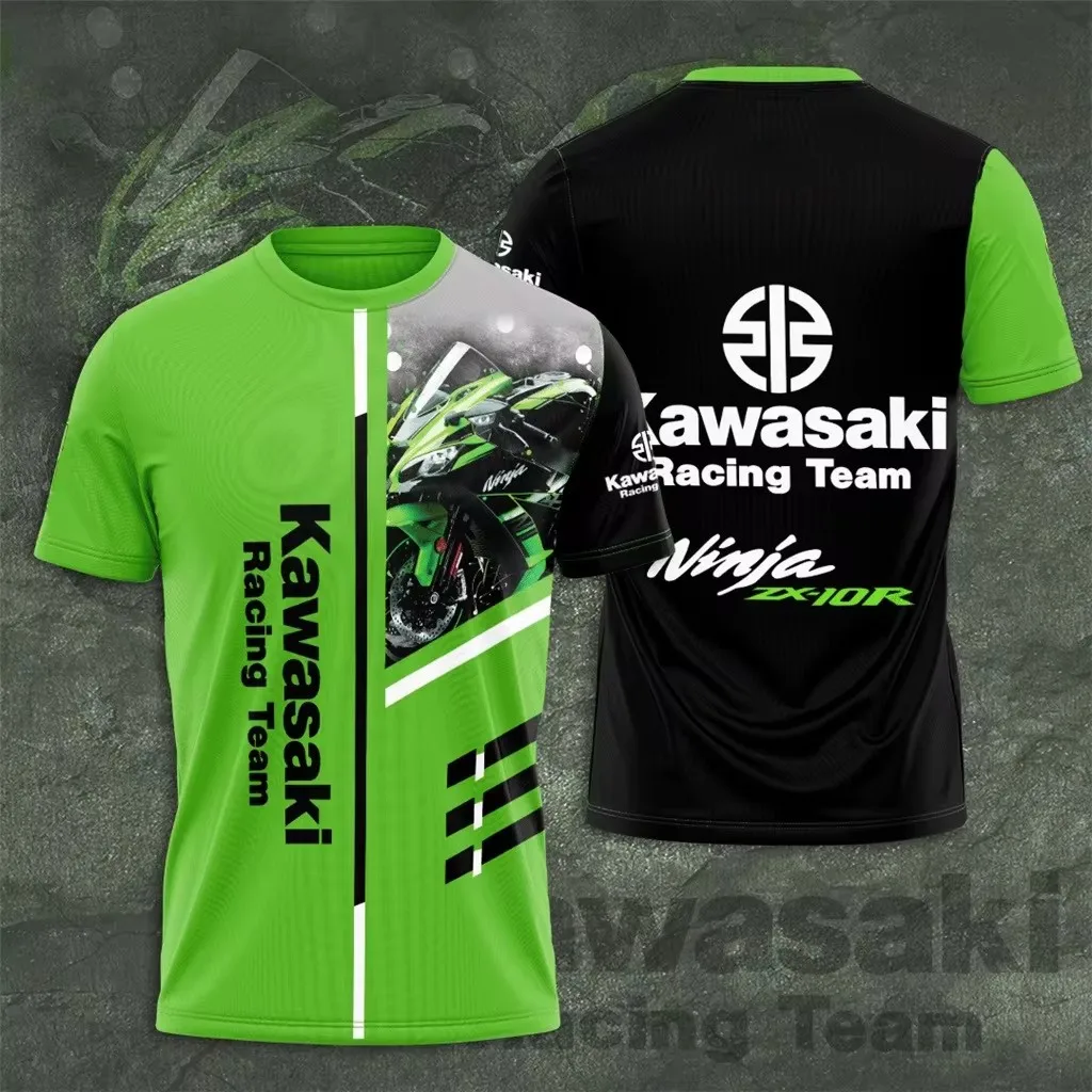 Kawasaki Motorcycle Racing Team Men T-shirt Summer Short