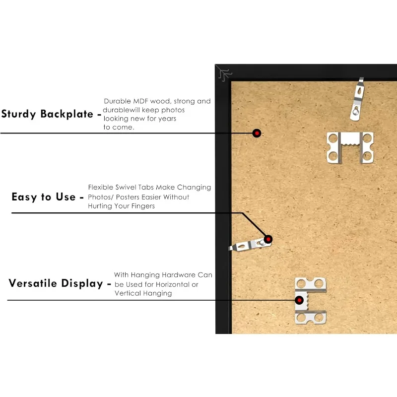 PEALSN 24x36 Poster Frame Set of 6, Display Pictures 20 x 30 with Mat or 24 x 36 Without Mat for Wall Mounting Display 5