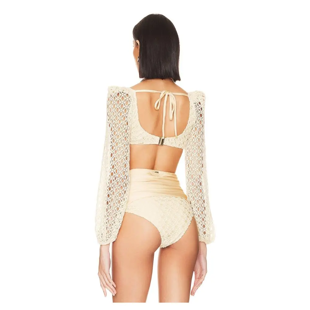 Crochet Dress Sleeveless Cover Up for Swimsuit Deep V Design Beachwear 2023 Beach Bathing Swimwear Suit Sexy Knitted Mesh Skirt