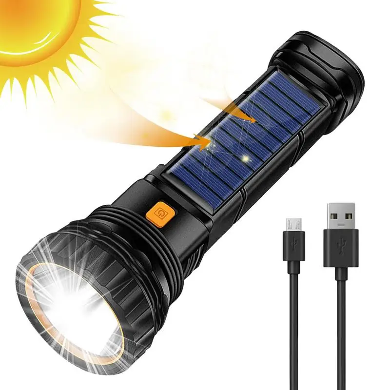 Rechargeable Solar Led Flashlight Solar Light - Led Solar Tactical  Flashlight - Aliexpress