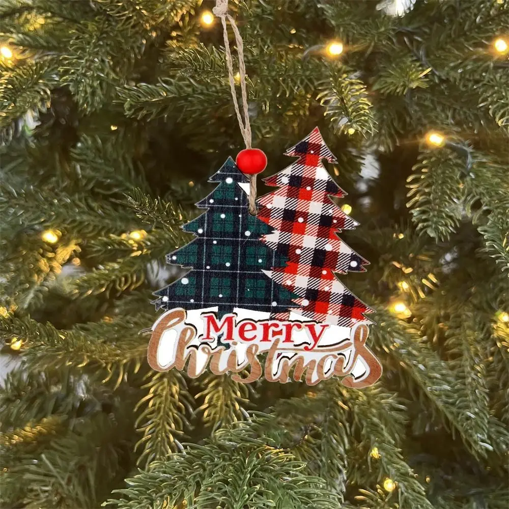 

Рождественская подвеска в красную клетку, креативные сани, декоративные подвесные украшения для рождественской елки, подвесные деревянные украшения для дома