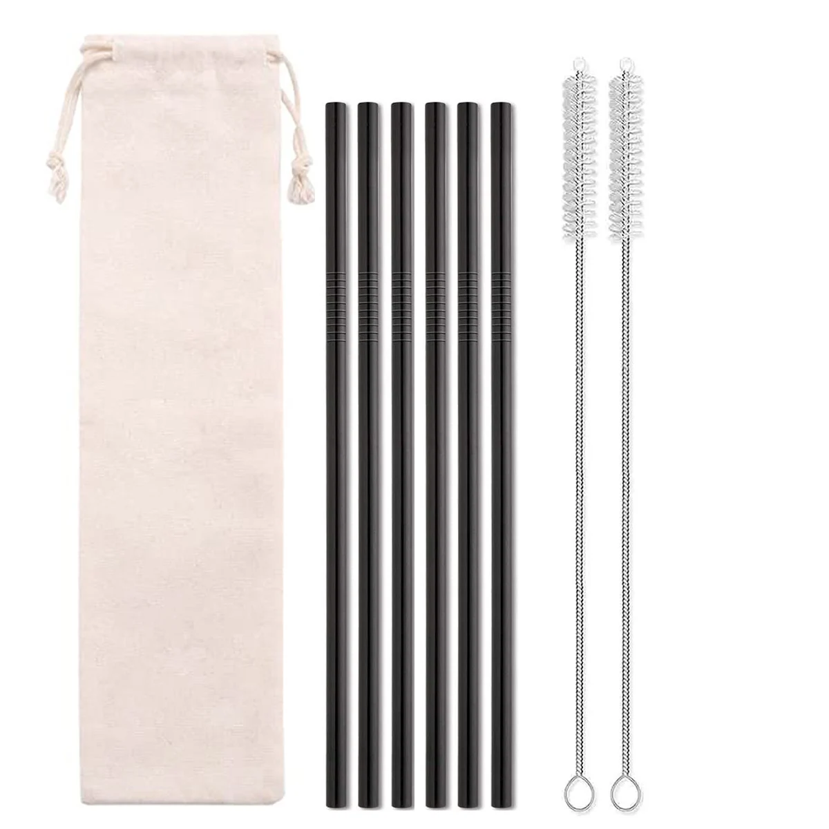 6pc Stainless steel straws portable travel essential environmental protection can be recycled
