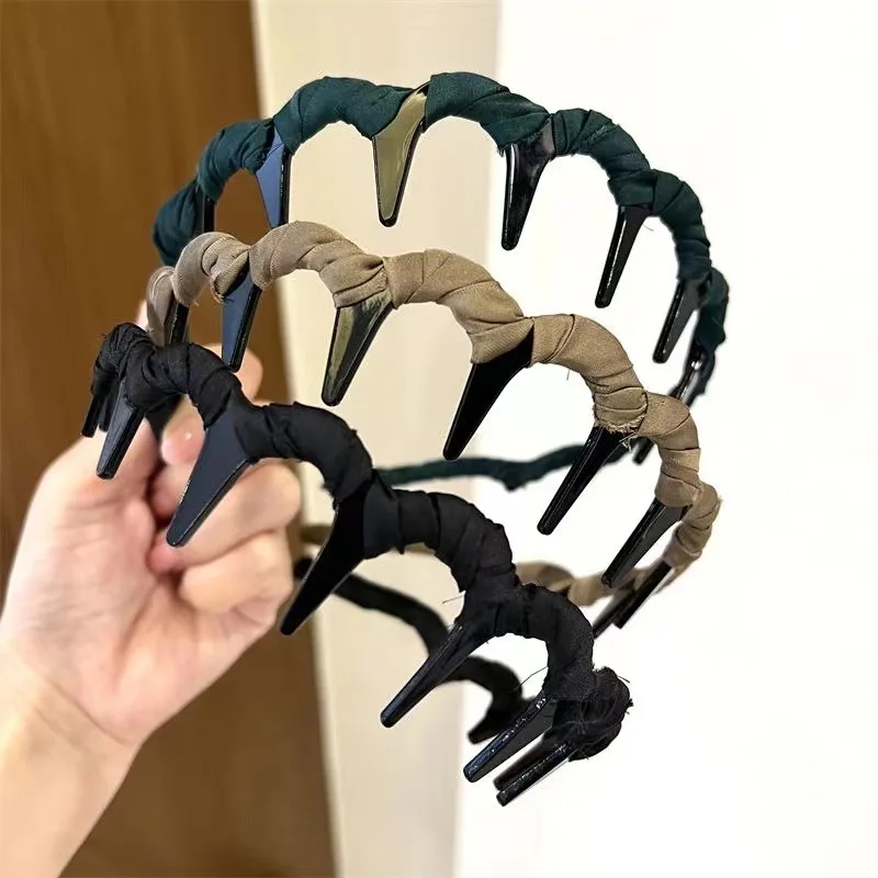 New Wavy Hair Hoop Women's Face Wash Toothed Hair Bands Anti-Slip Broken Hair Press Hair French Headband Bezel Headbands