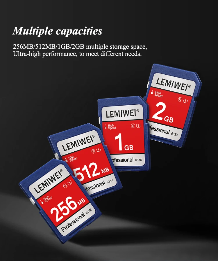 Lemiwei Hochgeschwindigkeits-SD-Karte 256MB 512MB 1GB 2GB profession elle Kamera karte reale Kapazität c10 u1 SD-Speicher karte – Detail 3
