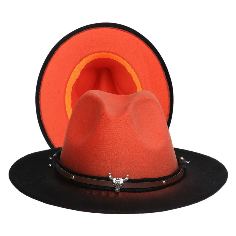 Leather Cowboy Hats Ribbon Fedora Hat 