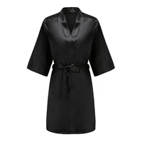 Black Women Silky Satin Robe Wedding Bridal Party Bride Bridesmaid Robes Kimono Loungewear Dressing Gowns - Image 6