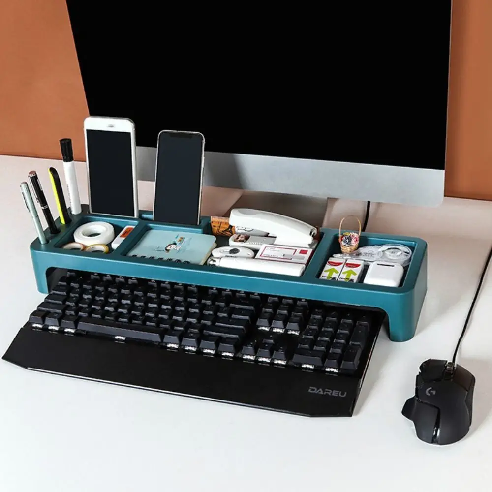 Office Desk Keyboard Storage Rack Desk Organizer Desktop Storage Holder Multifunction Cosmetic Shelf Computer