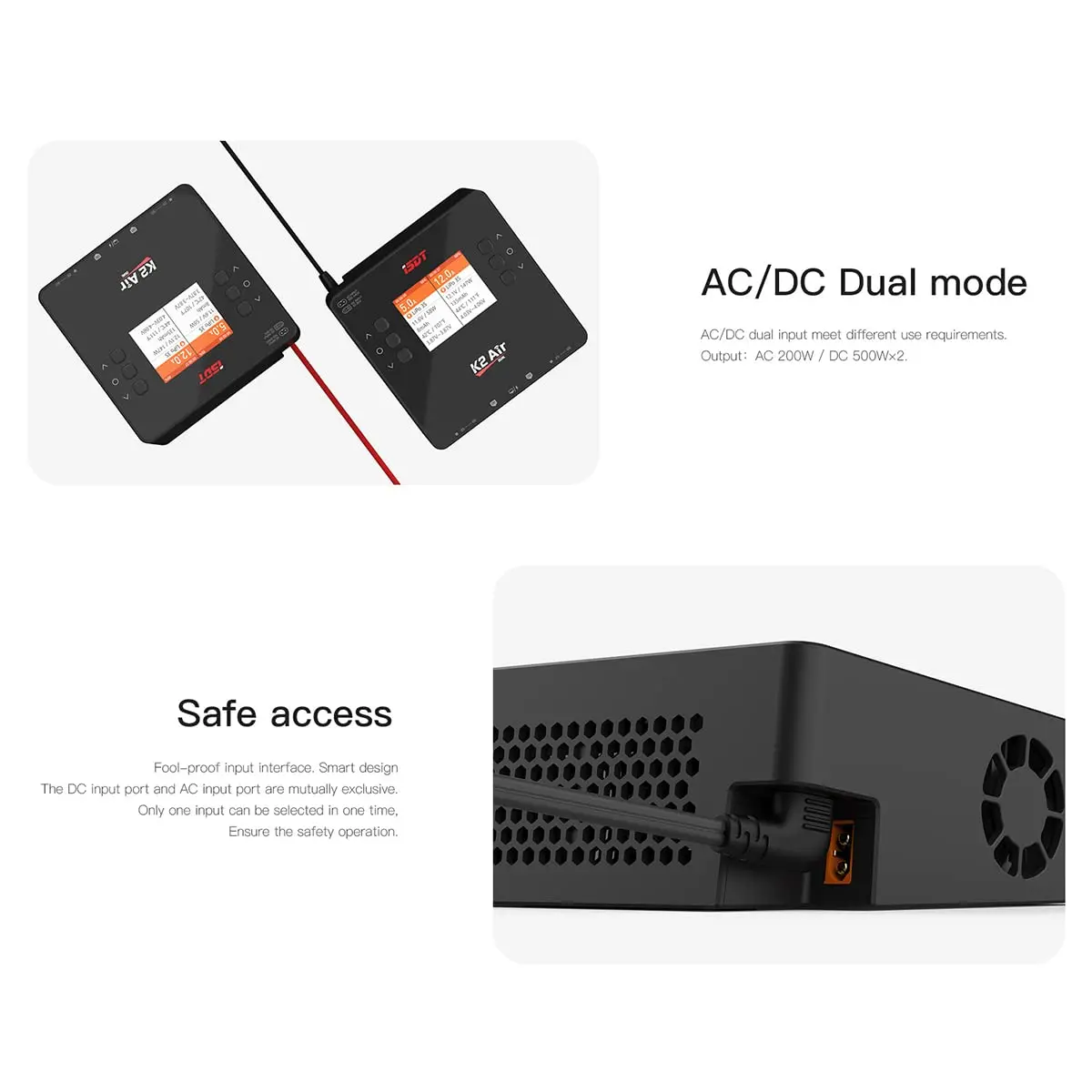 ISDT K2 Air Dual Channel Lipo Battery Charger AC 200W DC 500Wx2 20A Smart Balance Discharger for Life Lilon LiHV NiMH PB Battery thumbnail 5