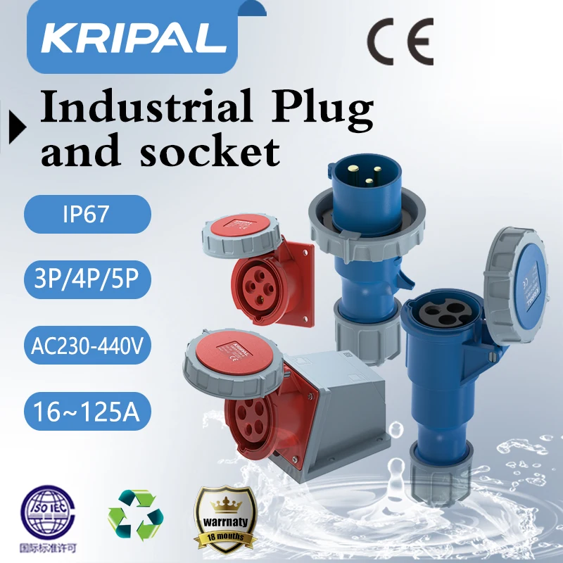 Connettore Quadrato SD20 Impermeabile IP68 – 2 Pin 25A 380V, Femmina, Per Pannello, Industriale