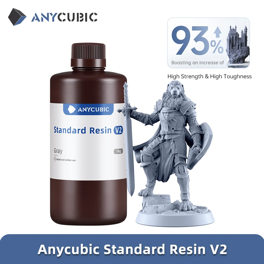 ANYCUBIC 포톤 3D 프린터용 UV 표준 송진 V2, 포톤 모노 X 인쇄 재료, LCD UV 민감성, 일반 1kg 액체, 405nm ANYCUBIC 포톤 3D 프린터용 UV 표준 송진 V2, 포톤 모노 X 인쇄 재료, LCD UV 민감성, 일반 1kg 액체, 405nm