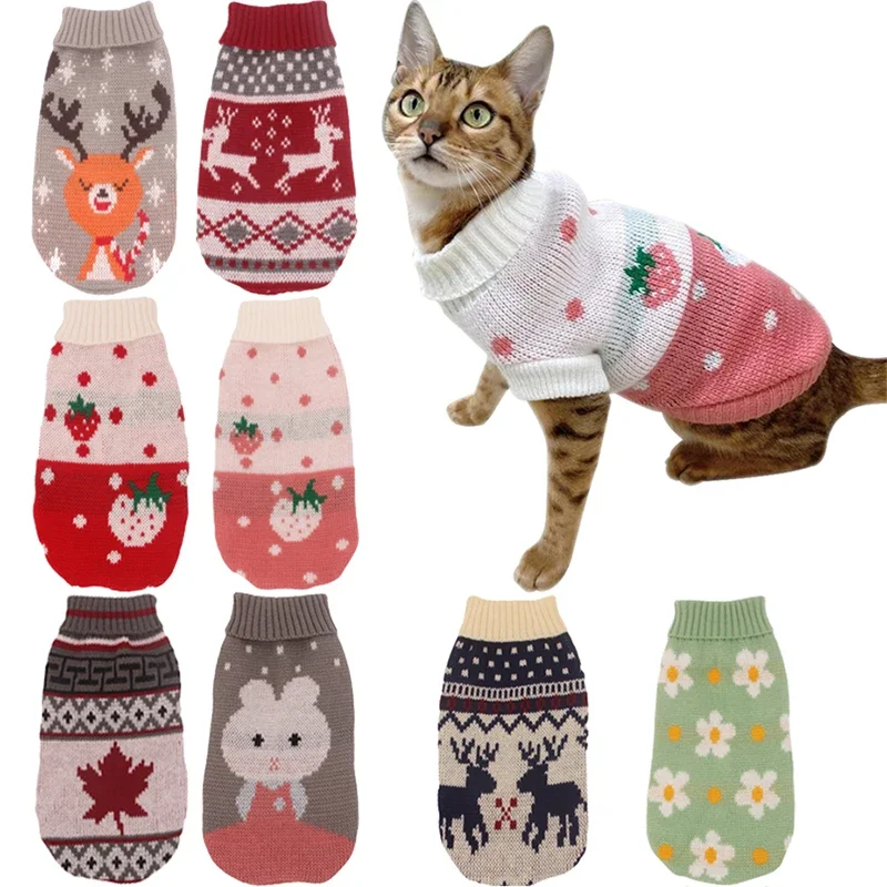 Pet Clothes for Small Medium Dogs Christmas Sweater Winter Supplies