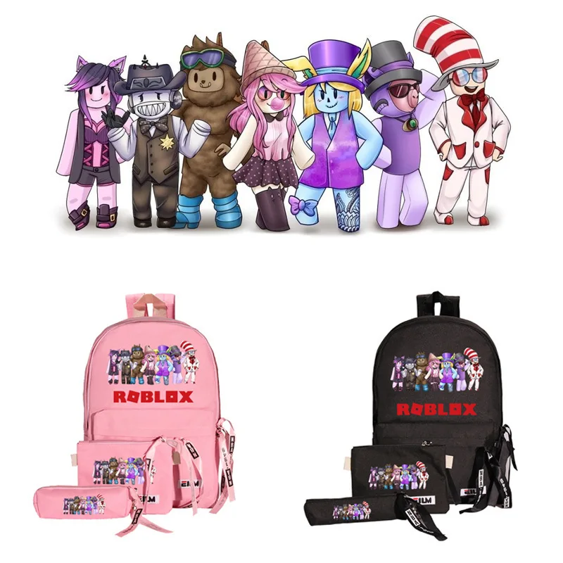 

Three-piece Set of ROBLOX Peripheral Shoulder Bag Mother Bag Two-dimensional College Style Fresh Candy Color School Bag