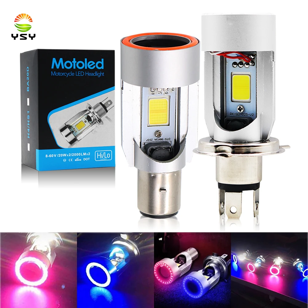 Ampoule LED Angel Eye pour moto, lampe de sauna, rouge et bleu, ampoule de  scooter, accessoires de vélo de route, H4, BA20D, H6, DRL, 12-80V, lumière  européenne - AliExpress