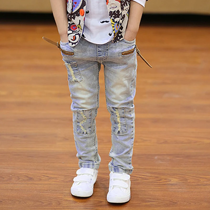 Kids Pants Boys Jeans 4-11 Years Boys Clothes Slim Straight Jeans Classic Bottoms Children Denim Clothing