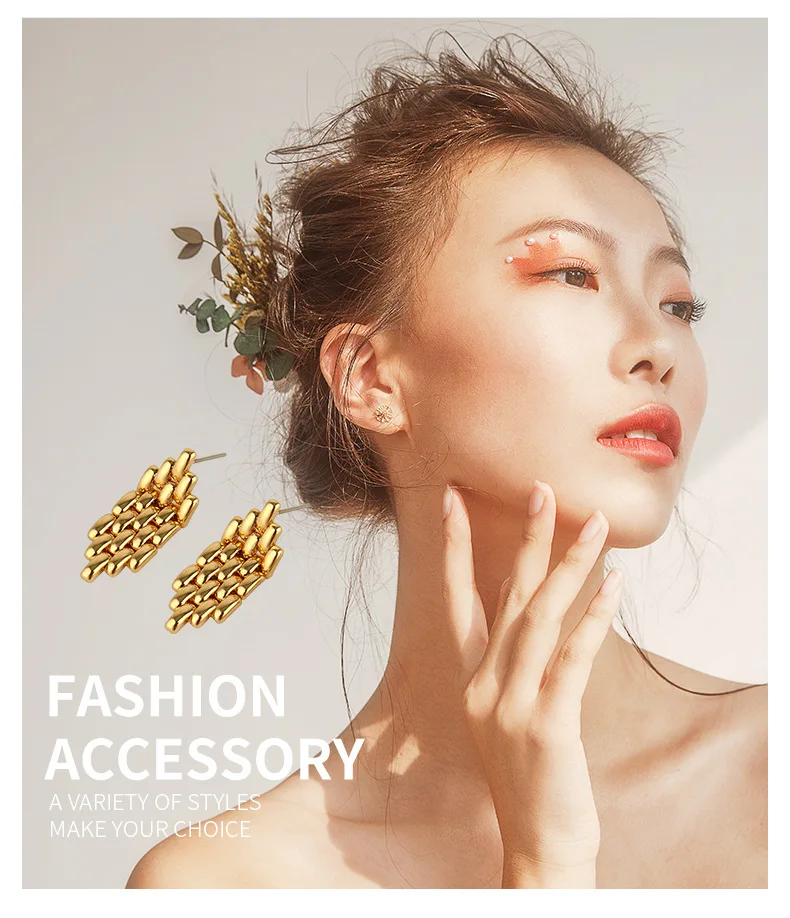 Vintage woven earrings copper earrings vintage temperament earrings earrings simple fashion design