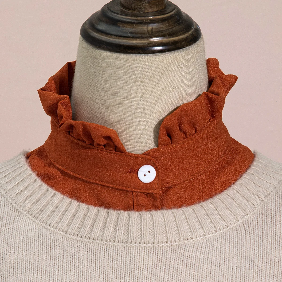Linbaiway Women Ruffles Stand Fake Collar Necklace False Collar Detachable Shirt Collars Women Removable Half Shirt Accessories