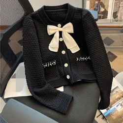 Korea East Gate 2023 y2k cardigans vintage designer women knitted cute sweater streetwear short crochet Luxury printed coat
