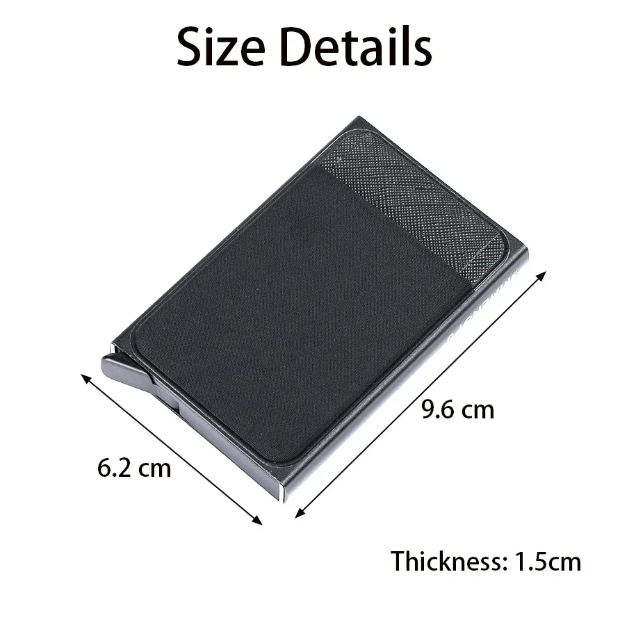 Slim Aluminum Wallet with Elasticity Back Pouch ID Credit Card Holder Mini RFID Wallet Automatic Pop Up Bank Card Case Men Purse - Image 5