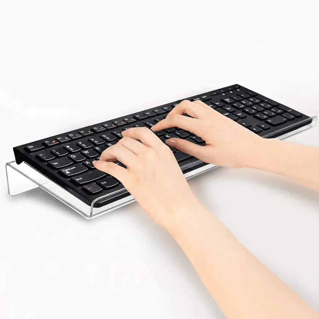 투명 아크릴 PC 키보드 거치대 기울어진 컴퓨터 키보드 스탠드, 타이핑 및 작업용