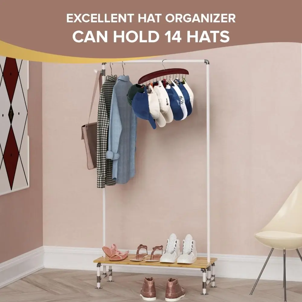 목재 벨트 행어 견고한 회전식 공간 절약형 벨트 정리함, 14 후크 타이 탱크 탑 벨트 랙