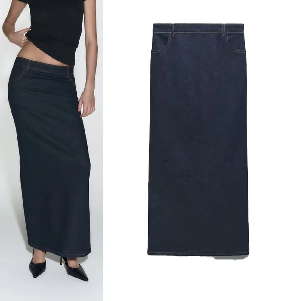 

New women's high waist casual temperament all-match one-step skirt bag hip slit design skirt midi denim skirt
