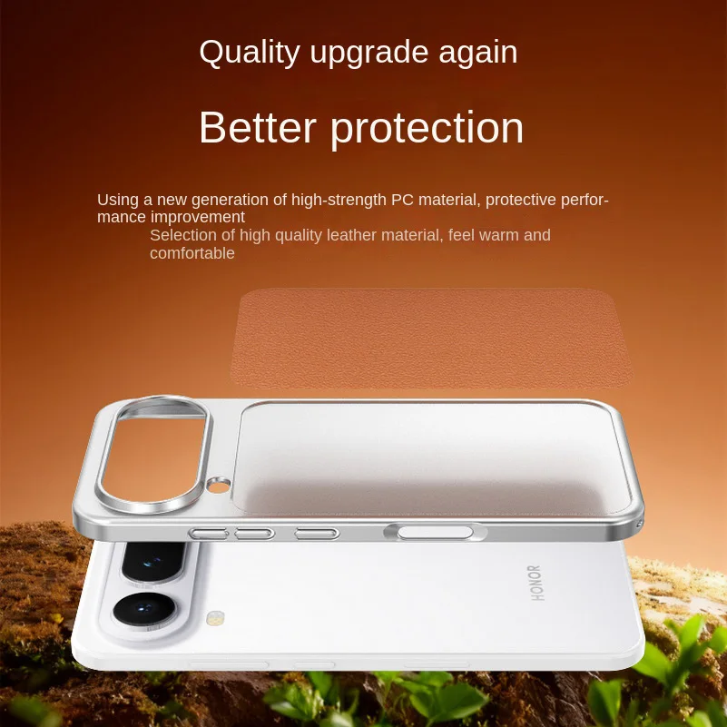 Premium Square Back Leather Phone Case with Raised Lens Protection