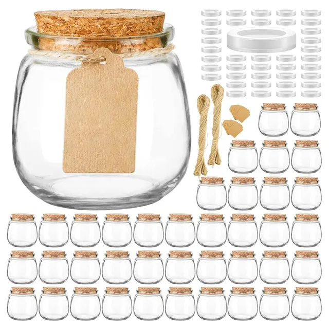 200ml Empty Candle Jars for Making, 7oz Small Glass with Cork Lids, Honey PE Lids Wedding Favor, DIY Gift, Baby Shower, Spices