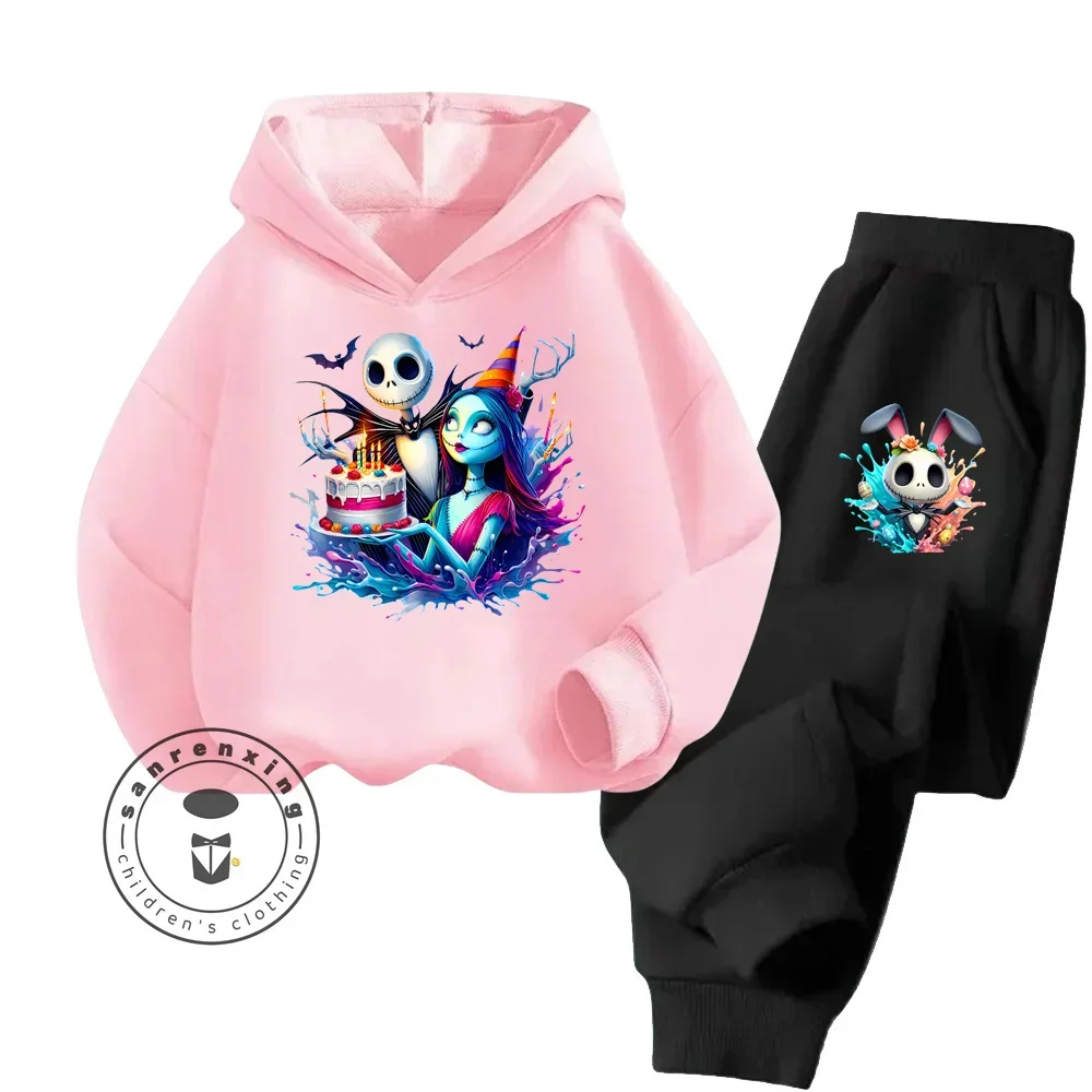 The Nightmare Before Christmas Long Sleeve Hoodie Pant Set Pure Cotton Cartoon Warm Fall Winter Children's Hoodie Tracksuit 6