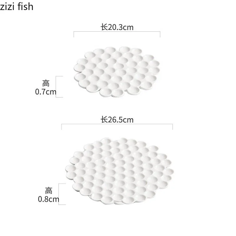 순수한 흰색 불규칙한 세라믹 벌집 접시, 창의적인 디저트 접시, 스낵 접시, 스시 요리, 분자 요리, 전문 식기