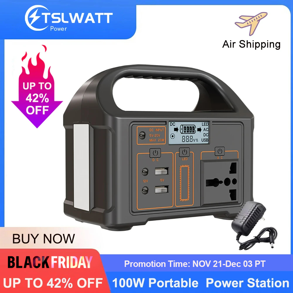 100W Portable Power Station 110V 220V 24000mAh Solar Electric Generator Outdoor Power Bank For Camping Travel Emergency Energy