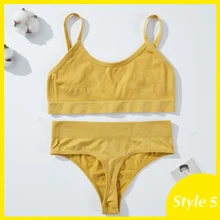  Women Bra Panties Set Push Up Sports Bra Set Sexy G-String Seamless Padded Bras and Panties Soft Comfort Underwear Women Set 