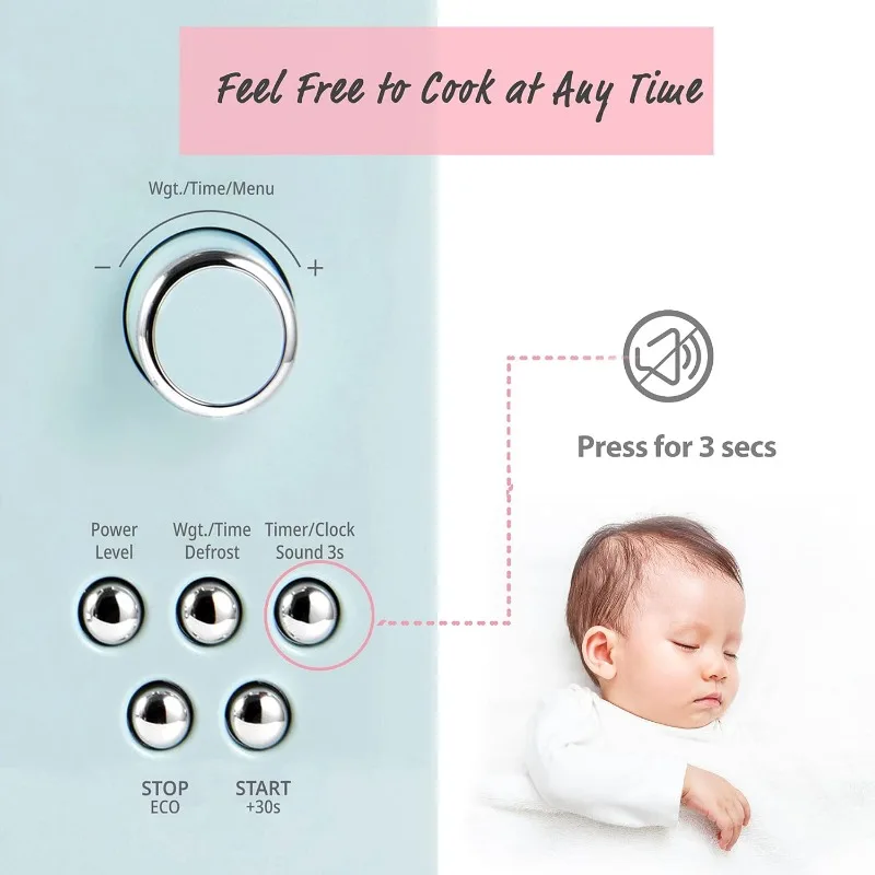 COMFEE CM-M091AGN Retro Microwave Multi-stage Cooking 9 Preset Menus Kitchen Timer Mute Function ECO Mode
