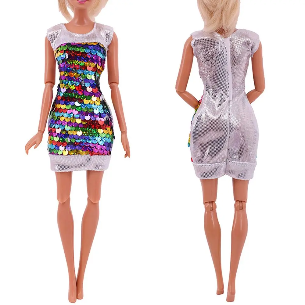 2024 Latest Dress Barbies Casual Fashion Clothing Handmade Sequin Skirt Suitable For 30cm Doll Accessories Diy Gift (Free Heels) 5