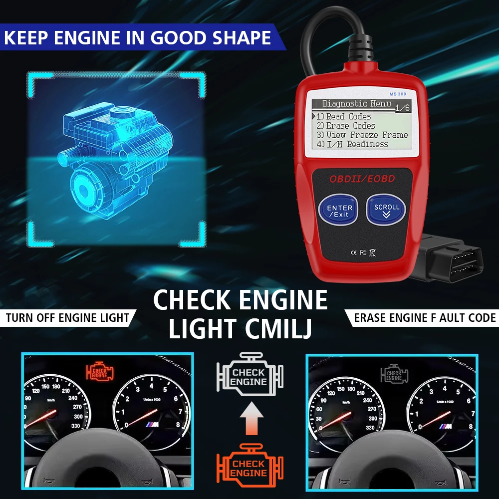 OBD 2 Scanner Digital Display Fault Code Clear Universal Version OBD2 Code Reader Multi Functional Car Diagnostic Tools 6