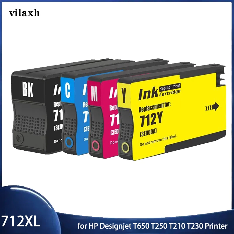 Vilaxh 712 3 Ed68A 712Xl Cartuccia D'Inchiostro A Getto D'Inchiostro A Colori Per Stampante Hp Designjet T650 T250 T210 T230. 37 D71A