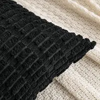 Black Corduroy Throw Pillow Cover 18x18 Inch Soft Striped Cushion Cover Square Cushion Case Pillow Cotton Cover White Pillowcase 2
