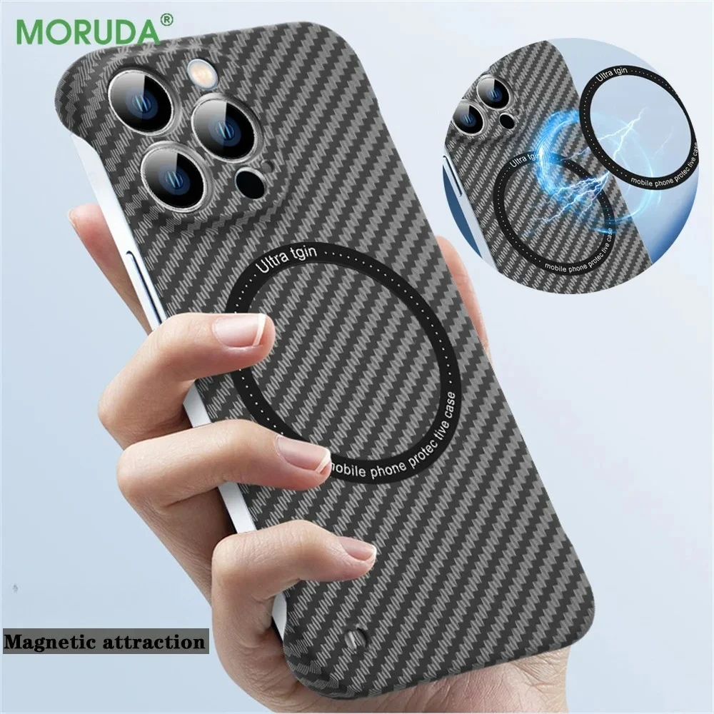 Ultra Thin Carbon Fiber Magnetic Case with Magsafe Wireless Charging - Frameless Cover
