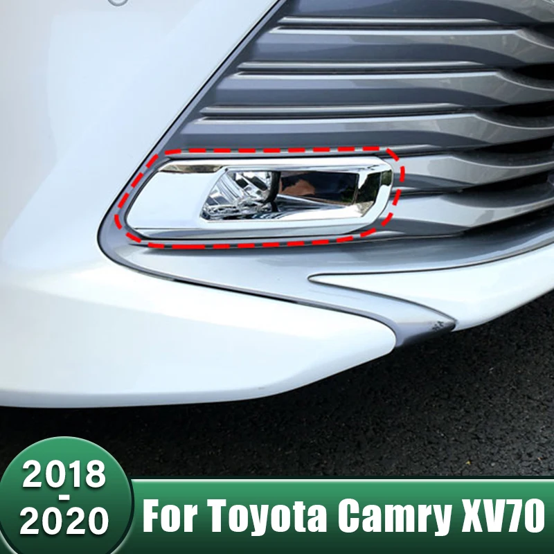 

Car Front Bumper Fog Light Lamp Cover Protector Trim Garnish Molding Bezel Stickers For Toyota Camry XV70 LE XLE 2018 2019 2020
