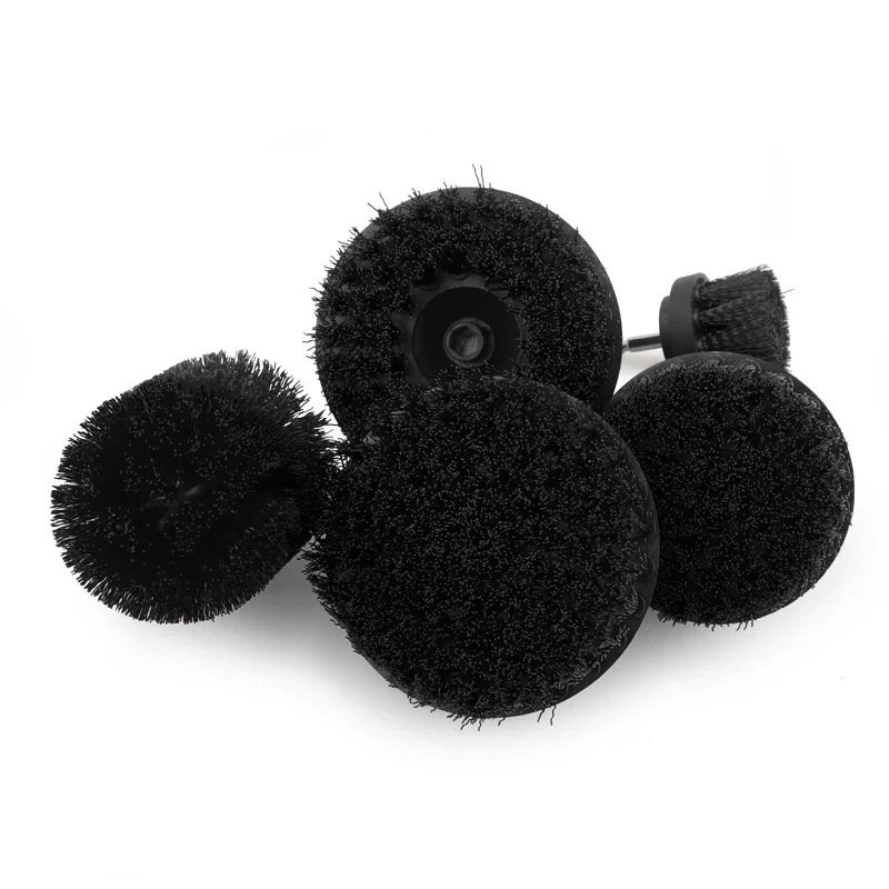2/3.5/4/5'' Black Disc Drill Brush Attachment Power Hard Bristle Scrubber for Polisher Bathroom Cleaning Kit with Extender 2