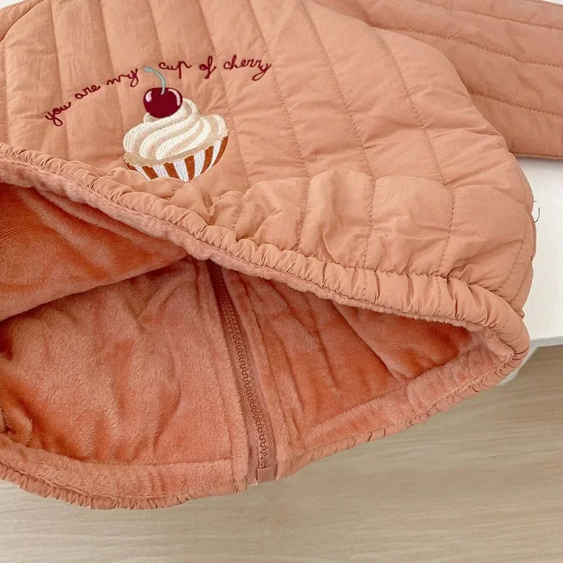 1-6Y Kids Autumn Thickened Fleece Cotton Girl Jacket Children Warm Coat Toddler Kids Outwear Winter