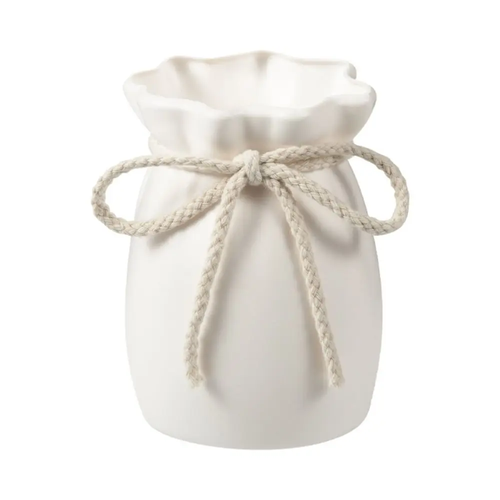 Florero blanco para el hogar, diseño de lazo de plástico, botella de planta creativa, decoración de escritorio, adorno para jardín