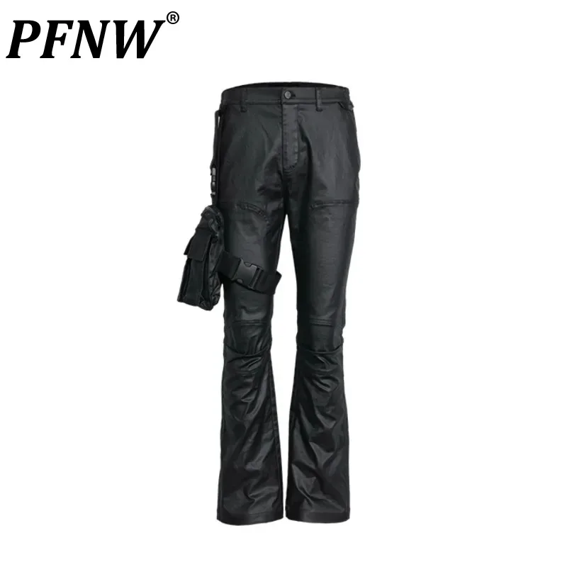 

PFNW 2023 Men's New Tide Black Pockets Micro Horn Coating Waxed Denim Pants Elastic Darkwear Punk Gothic Chic Jeans 12Z4374