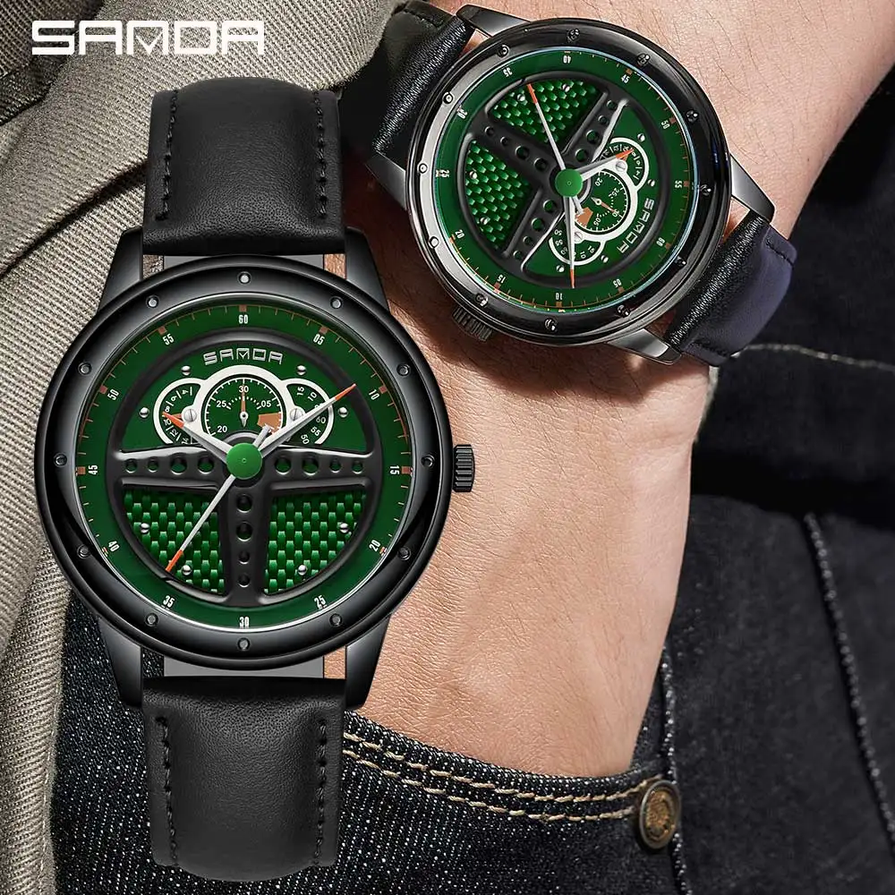 

Top Brand Luxury Mens Watches Car Steering Wheel 3D Model Waterproof Stainless Steel Watch Quartz Men Business Wristwatch