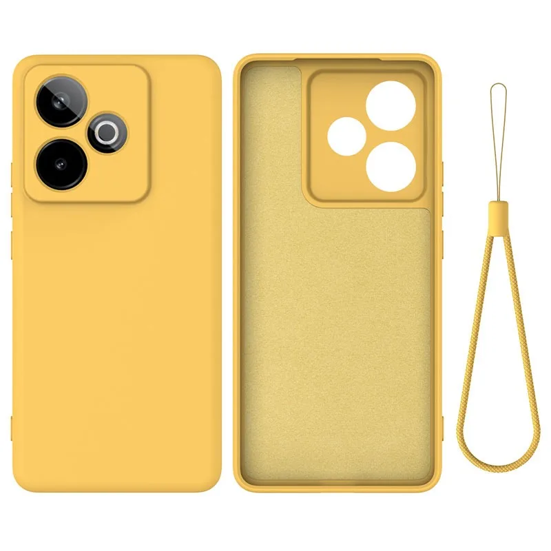 Luxury Liquid Silicone Shockproof Matte Phone Case with Soft Bumper and Lanyard