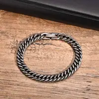 Bracelets à chaîne Vintage pour hommes et garçons, bracelet élégant à maillons cubains en acier inoxydable, bijoux masculins Punk 4