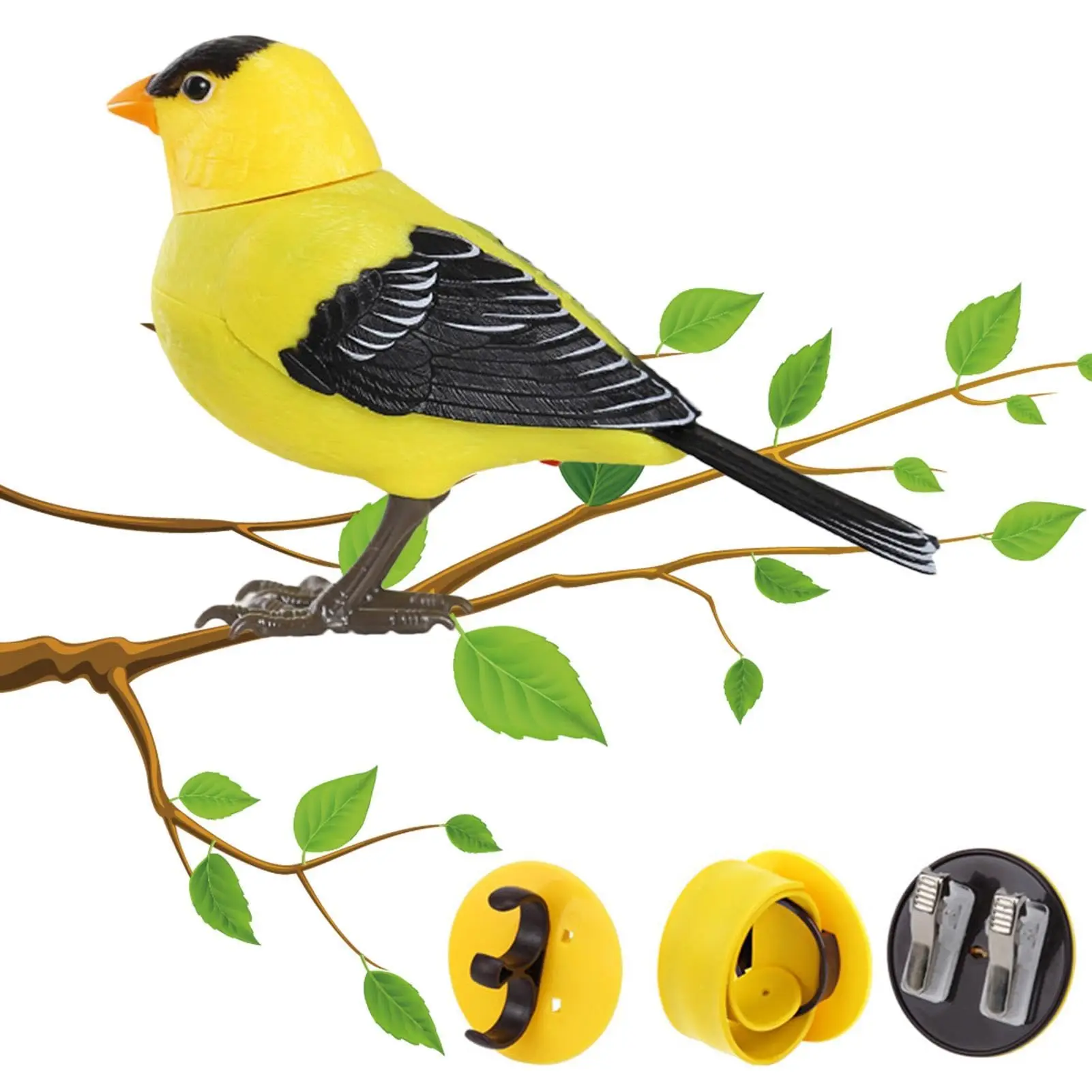 Robot birds, electronic singing and chirping bird toys, battery-powered singing birds, for home decor, lighting voice control 6