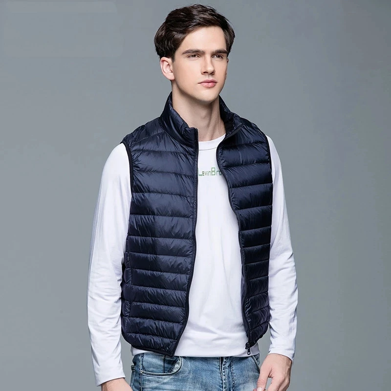 New Men's Winter Coat 90% White Duck Down Vest Portable Ultra Light Sleeveless Jacket Portable Waistcoat for Men