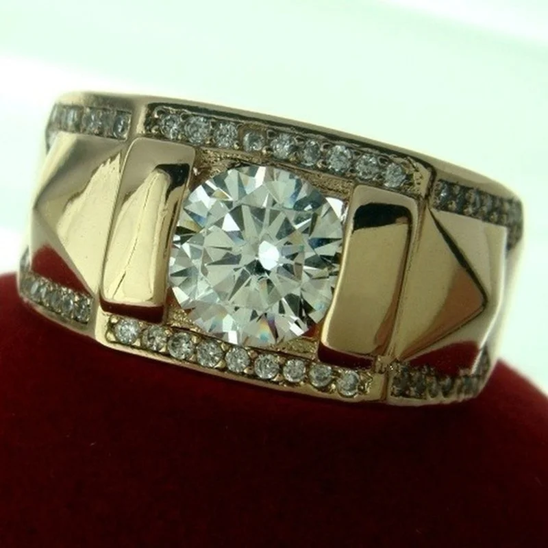 Luxury Women Ring Metal Carving Gold Color Inlaid Zircon Stones Couple Ring Bridal Engagement Wedding Jewelry 1pcs womens ring