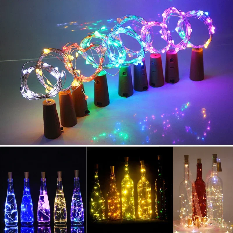 

5Pcs 1m 2m Bar LED Wine Bottle with Cork Light String Holiday Battery Garland Fairy Christmas Bedroom Wedding Party Decoration