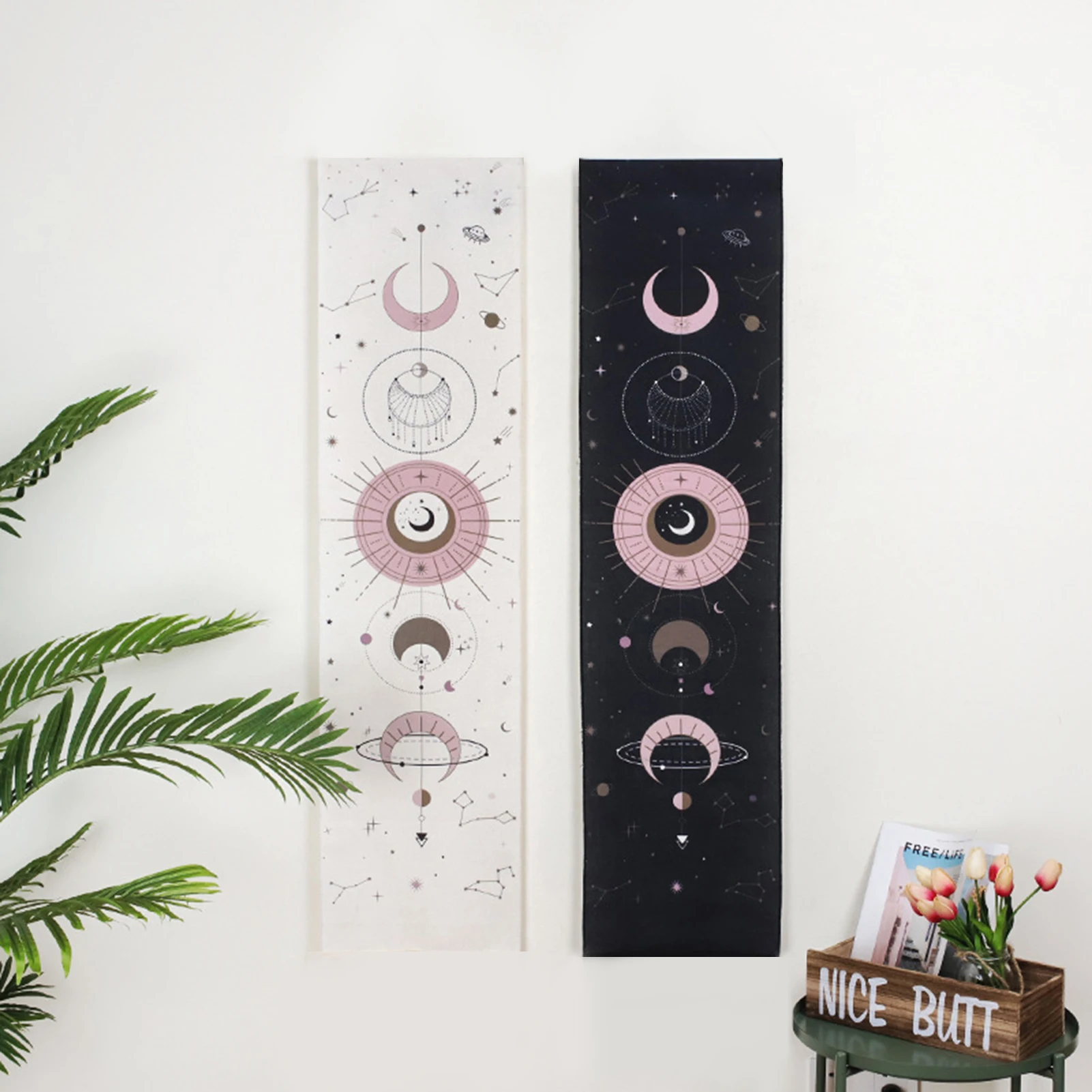 Moon Phase Tapestry Wall Hanging Tapestry Boho Art Tapestries Bright Printing Pattern hand-made lace hanging room decoration tapestry decorations